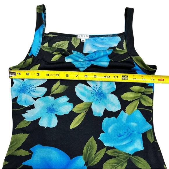 VTG XOXO Blue Black Floral 2 Piece Top & Skirt Small & Medium Retro Y2k GUC READ - Picture 7 of 9
